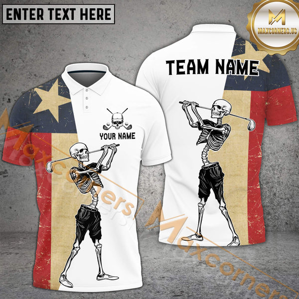 Maxcorners Skeleton Golf Flag Options Personalized Name, Team Name 3D Shirt