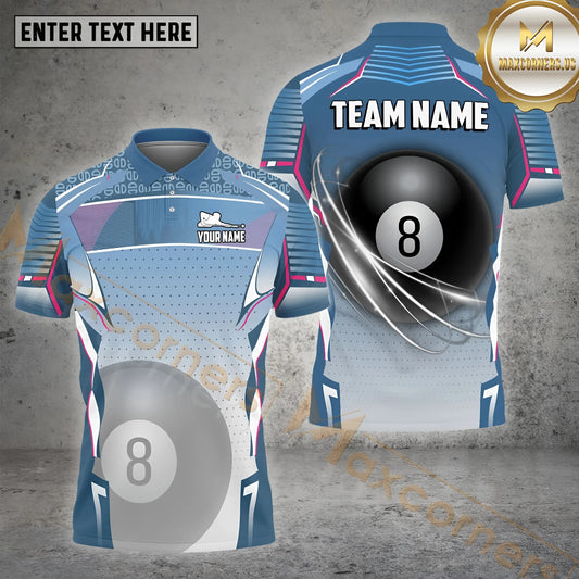 Maxcorners Billiard Futuristic 8 Ball Shadow Tech Multicolor Options Personalized Name, Team Name 3D Shirt (4 Colors)