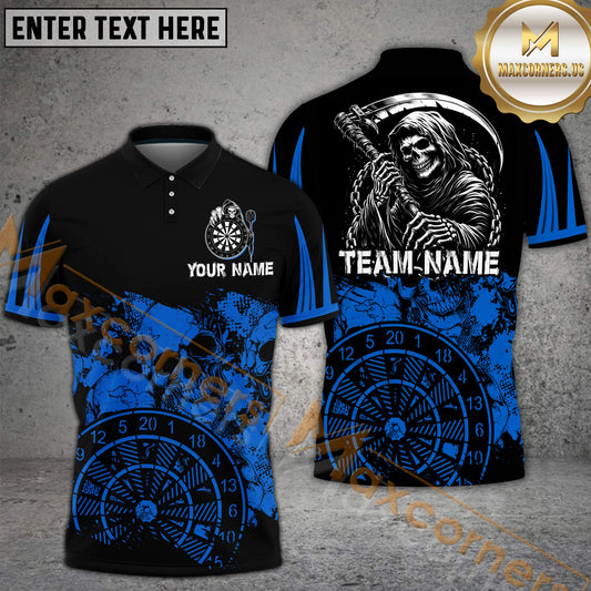Maxcorners Darts Shirt Grim Reaper Dartboard Skull Multicolor Options Personalized Name, Team Name 3D Shirt (4 Colors)