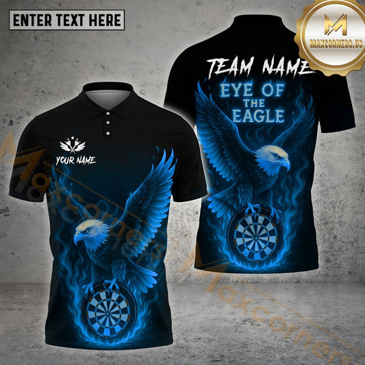 Maxcorners Darts Eagle Eye of the Eagle Fire Design Multicolor Options Personalized Name, Team Name 3D Shirt (4 Colors)