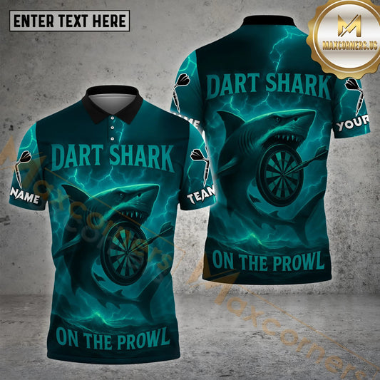 Maxcorners Darts Shark Lightning Storm Multicolor Options Personalized Name, Team Name 3D Shirt (4 Colors)