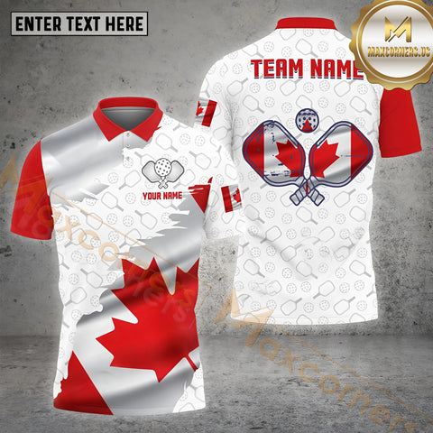 Maxcorners Canada Flag 3D Multicolor Pickleball Personalized Unisex Shirt 10 (4 colors)