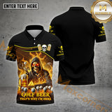 Maxcorners Grim Reaper Golf Shirt Flaming Skull Beer Options Personalized Name, Team Name 3D Shirt