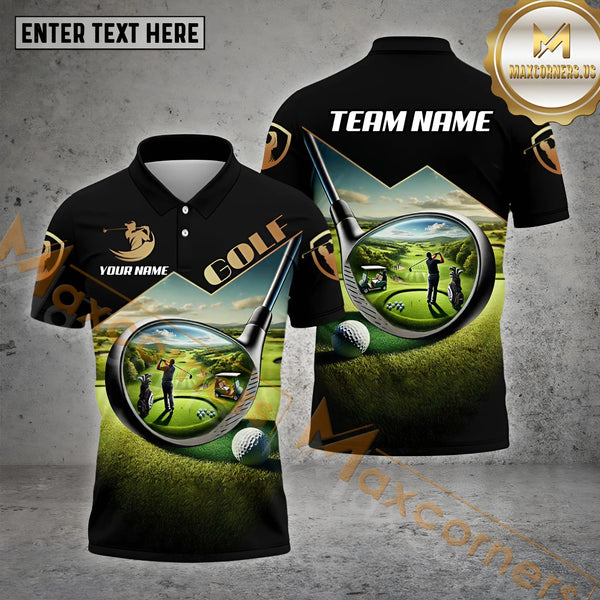 Maxcorners Scenic Golf Shirt Driver Reflection Style Options Personalized Name 3D Shirt