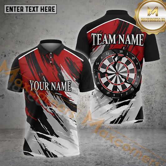 Maxcorners Darts Shirt Grunge Target Strike Brush Style Multicolor Options Personalized Name, Team Name 3D Shirt (4 Colors)