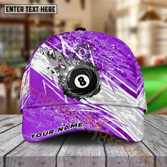 Maxcorners Billiards Ball 8 Lightning Flame  Personalized Name Cap (4 Colors)