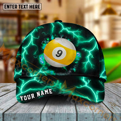 Maxcorners  Billiards  Ball 9 The Power Of The God Of Thunder Personalized Name Cap (4 Colors)