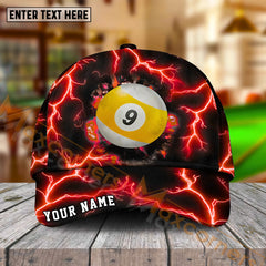 Maxcorners  Billiards  Ball 9 The Power Of The God Of Thunder Personalized Name Cap (4 Colors)