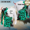 Maxcorners Fishing Aqua Flame Smoke Design Sun Protection Personalized Name, Team Name Long Sleeve Shirt