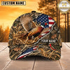 Maxcorners Hunting Wildlife Woodland Camo Torn American Flag Personalized Name 3D Cap