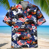 Maxcorners Personalized American Flag Flame Hot Rod Tropical Hibiscus Hawaiian Shirt
