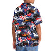 Maxcorners Personalized American Flag Flame Hot Rod Tropical Hibiscus Hawaiian Shirt