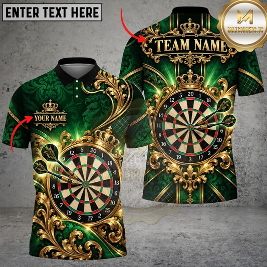Maxcorners Darts Royal Baroque Golden Filigree Crown Target Board Graphic Multicolor Customized Name, Team Name 3D Shirts