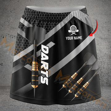 Maxcorners Darts Black Silver Geometric Dart Set Personalized 3D Skirts With Shorts