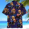 Maxcorners 4th Of July Funny Golden Retriever Hot Rod Hawaiian Shirt
