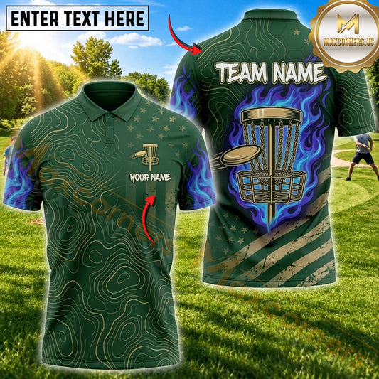 Maxcorners Disc Golf Basket & Flying Disc Graphic with Intricate Swirl Pattern Multicolor Customized Name, Team Name 3D Shirts