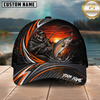 Maxcorners Fishing Skull Angler Orange Wave Personalized 3D Cap