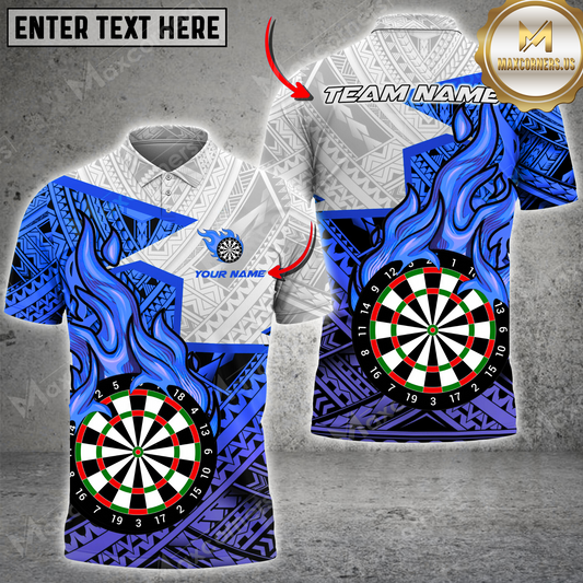 Maxcorners Darts Dartboard Fire Flame Maori Pattern Mutilcolor Options Personalized Name, Team Name 3D Polo Shirt