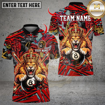 Maxcorners Billiard Ball 8 Lion King Pattern Multicolor Customized Name, Team Name 3D Shirts