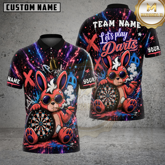 Maxcorners Darts Smoking Bunny Multicolor Customized Name, Team Name 3D Shirts