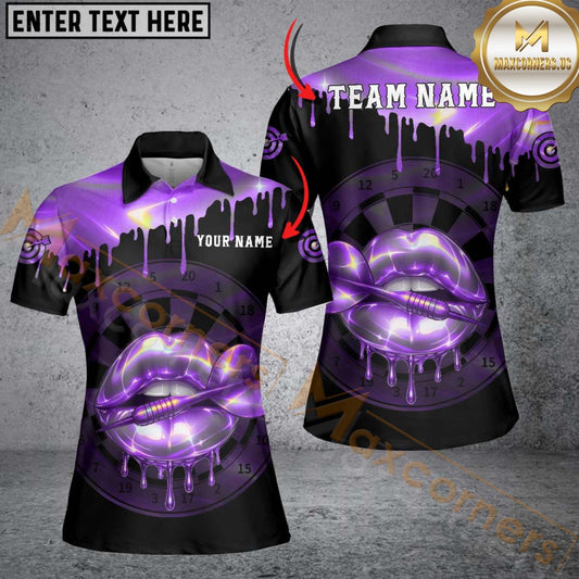Maxcorners Darts Neon Holographic Lips Dartboard Multicolor Customized Name, Team Name 3D Shirt For Women