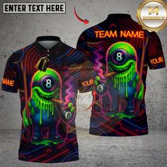 Maxcorners Billiards Neon Monster with 8-Ball Multicolor Customized Name, Team Name 3D Shirt