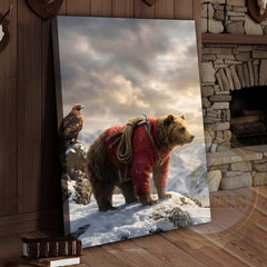 Maxcorners Alpine Explorer Bear Snow Mountain Canvas