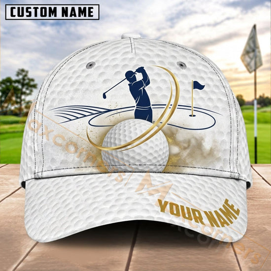 Maxcorners Golf Gold Golfer Ball Motion Personalized Name 3D Cap