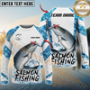 Maxcorners Fishing Blue Camo White Pattern Sport Custom Name & Team Name 3D Shirts