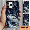 Maxcorners Fishing Dark Water Topographic Pattern Personalized Name Phone Case (10 Fish Species)