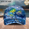 Maxcorners Fishing Blue Flame Ocean Multiple Options Personalized Name 3D Cap (11 Fish Species)