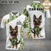 Maxcorners Cute Dog Green Tropical Golf Polo Personalized Name, Team Name 3D Shirt 1