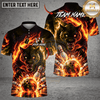 Maxcorners Bowling Bowling Ball & Dragon Flame Graphic Multicolor Customized Name, Team Name 3D Shirts