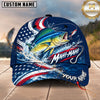 Maxcorners Fishing Graphic US Flag Wave Patriotic Angler Customized Name 3D Cap