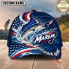 Maxcorners Fishing Graphic US Flag Wave Patriotic Angler Customized Name 3D Cap