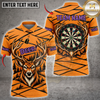 Maxcorners Darts Orange Black Fierce Head Classic Dartboard Personalized Name 3D Unisex Shirt