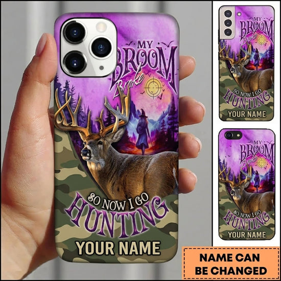 Maxcorners Hunting Purple Deer Wolf Forest Camo Personalized Name 3D Phone Case