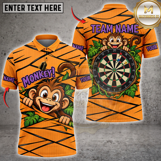 Maxcorners Darts Orange Black Fierce Head Classic Dartboard Personalized Name 3D Unisex Shirt