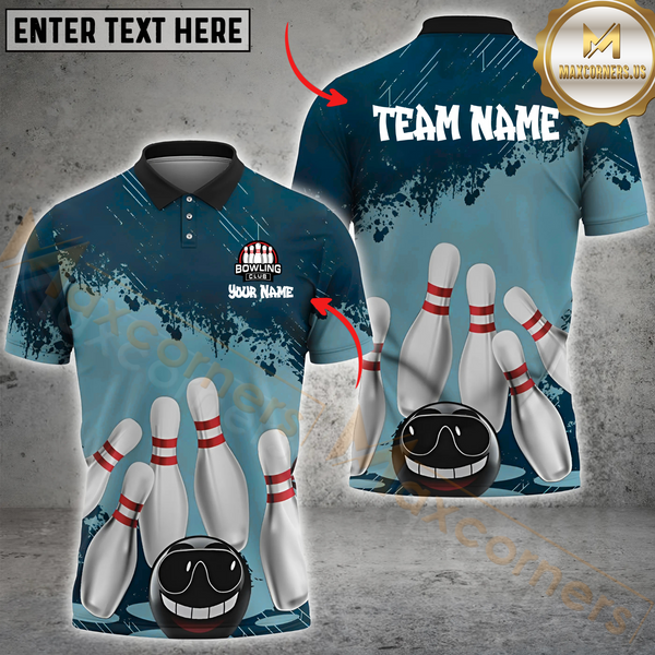 Maxcorners Bowling Cool Cartoon Angry Ball Multicolor Customized Name, Team Name 3D Shirts