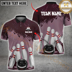Maxcorners Bowling Cool Cartoon Angry Ball Multicolor Customized Name, Team Name 3D Shirts