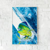 Maxcorners Mahi Mahi Fishing Blue Ocean Stripe Splash Design Personalized Name 3D Poster