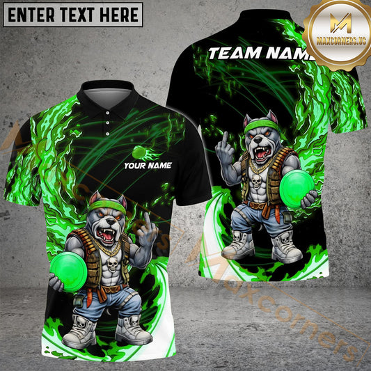 Maxcorners Fire Strike Wolf Disc Golf Polo Personalized Name, Team Name 3D Shirt (4 Colors)
