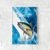 Maxcorners Tuna Fishing Blue Ocean Stripe Splash Design Personalized Name 3D Poster