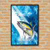Maxcorners Tuna Fishing Blue Ocean Stripe Splash Design Personalized Name 3D Poster