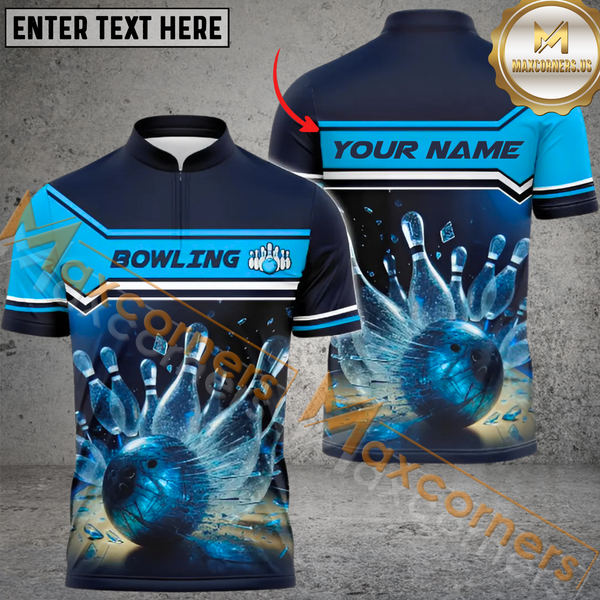 Maxcorners Frozen Broken Bowling Jersey Customized Name, Team Name 3D Polo Shirt