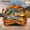 Maxcorners Fishing Graphic Golden Swirl Splash Angler Customized Name 3D Cap