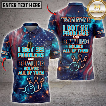 Maxcorners Bowling Blue Lightning Just One More Game Personalized Name 3D Unisex Shirt