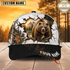 Maxcorners Hunting Wildlife Cracked Wall Autumn Forest Black Brim Personalized Name 3D Cap