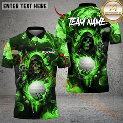 Maxcorners Grim Reaper Golf Polo Customized Name, Team Name 3D Shirts (4 Colors)