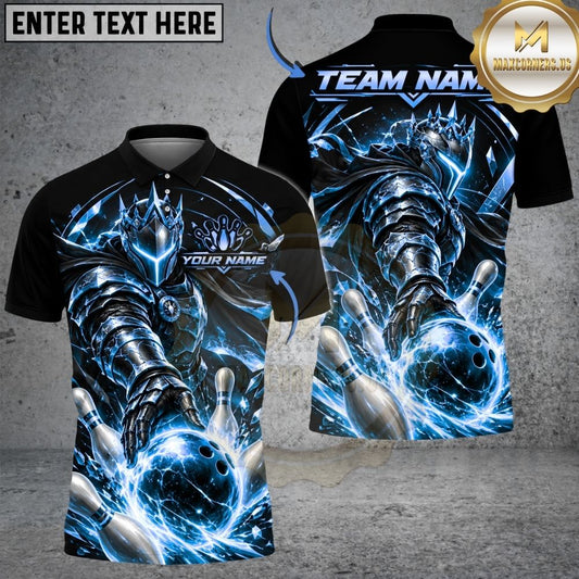 Maxcorners Bowling Golden Knight Warrior Crown Pins Explosion Artwork Multicolor Customized Name, Team Name 3D Shirts